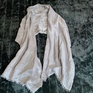Abercrombie Metallic Silver Gray Sequin Elegant Shimmer Scarf One Size